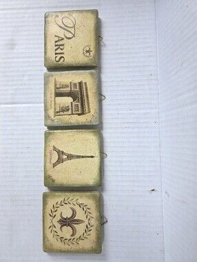 Set of Four Vintage-style Paris Location Wall Plaques